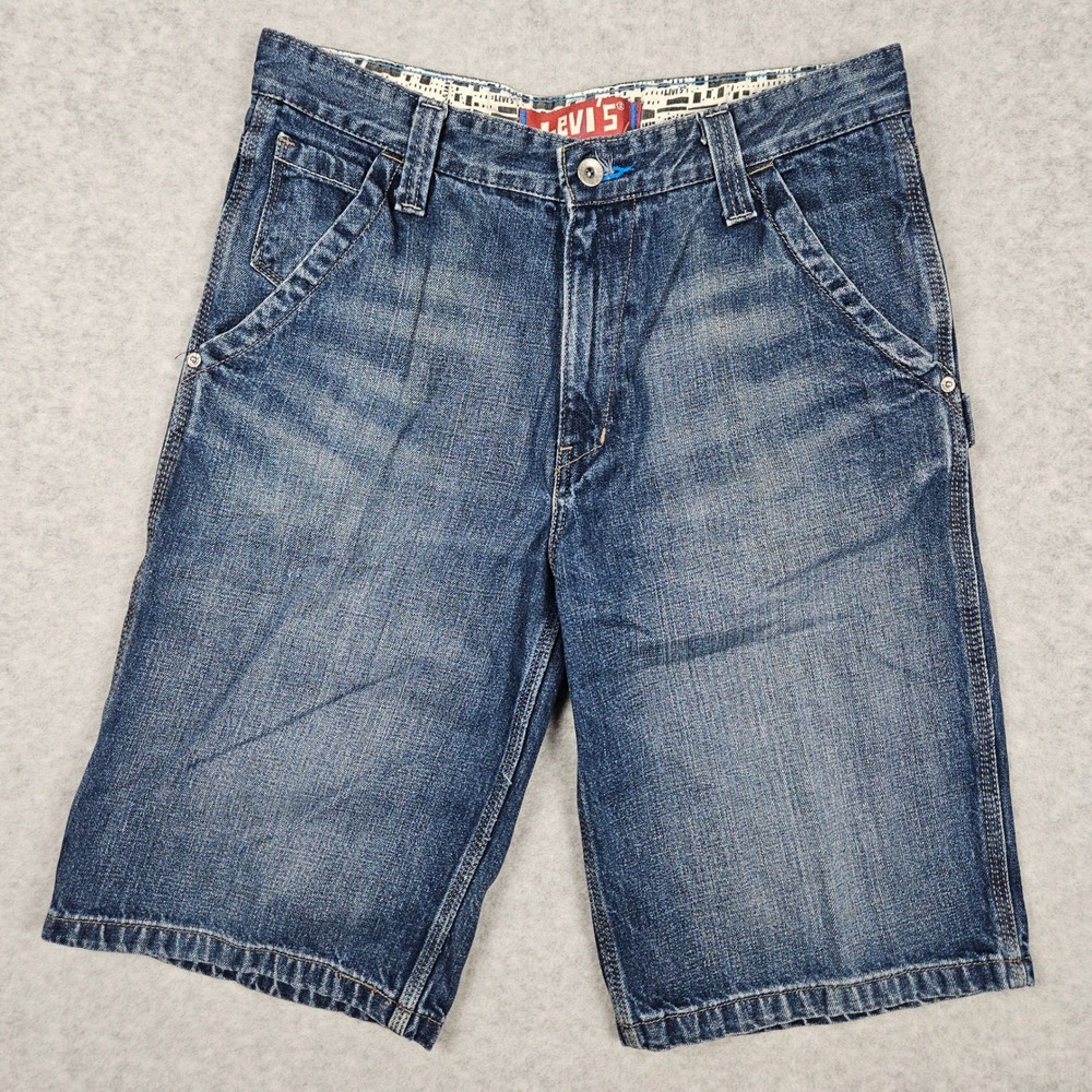 Levi's Women's 20 Reg Blue Denim Jeans Carpenter Shorts Utility Y2K Skater Baggy
